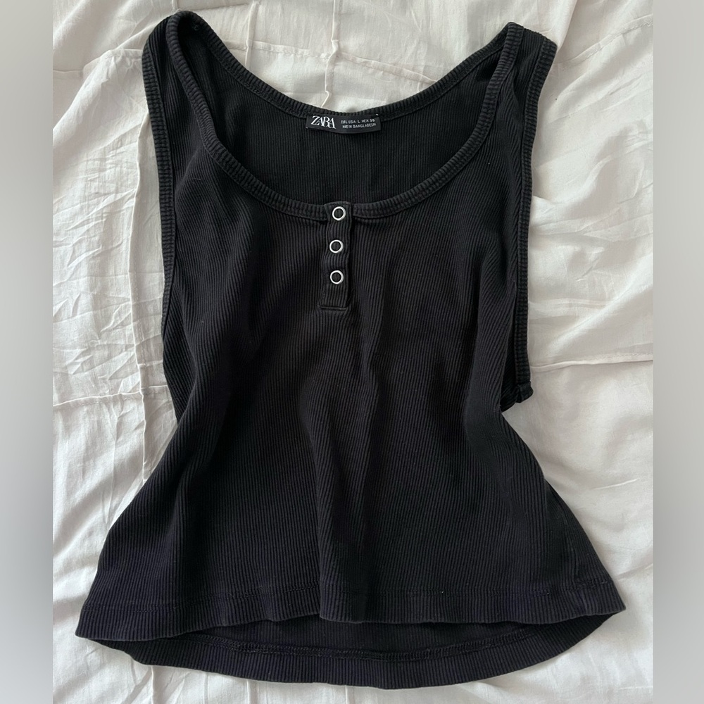 Zara Black Sleeveless Crop Top